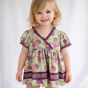 Matilda‎ Jane Girls Floral Dress Size 4 Mint Purple NWOT